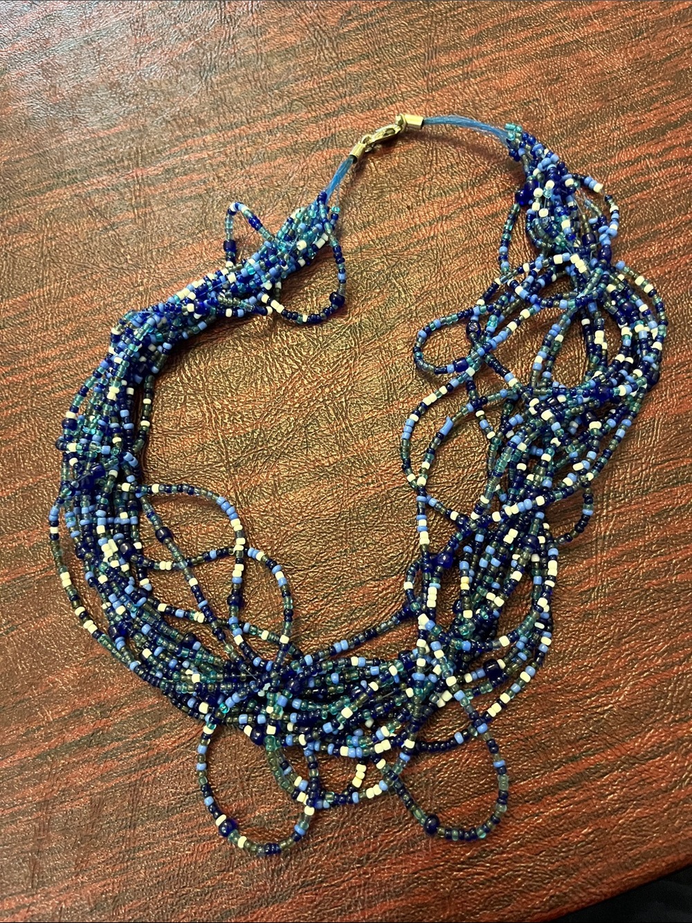 VintageBlue Multi-Strand Seed Bead Necklace by Avon